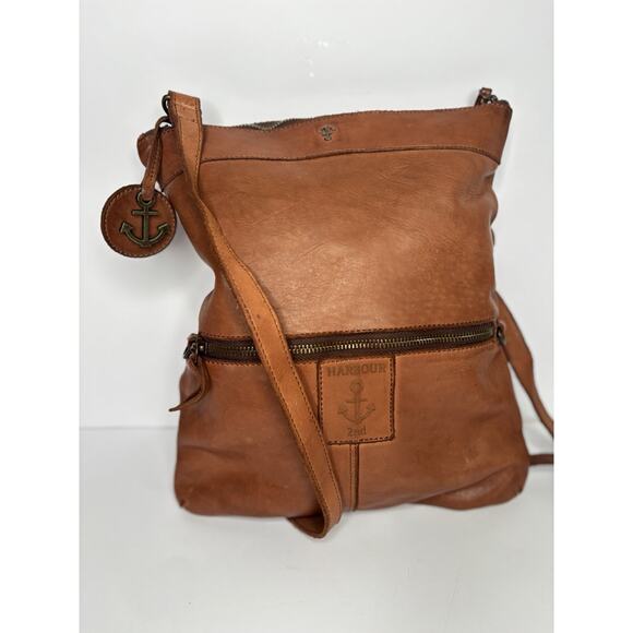 Harbour 2nd Anchor Love Leather Convertible Crossbody Flap Over Option Cognac - Picture 2 of 13